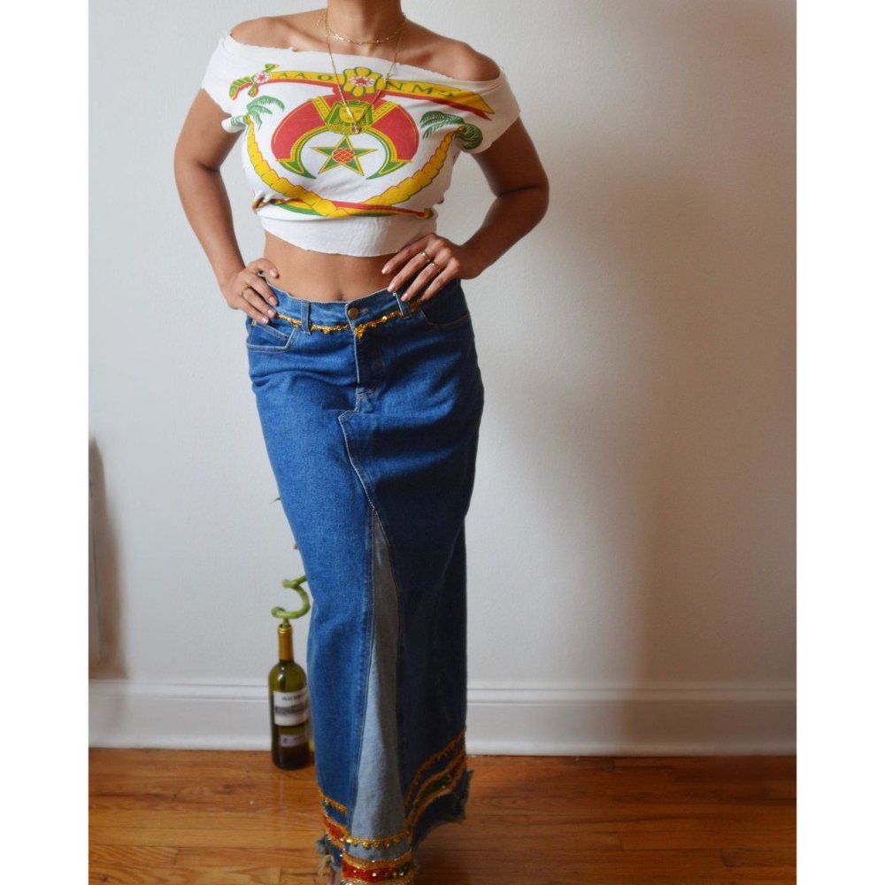 Nostalgic Denim Maxi Skirt